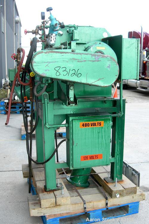 USED: Littleford/Lodige plow mixer, model FM-130-D, batch type. 3 cu ft working capacity, 4.6 total, 304 stainless steel. Carbon steel jacketed chamber 20" diameter x 26" straight side, rated 75 psi ...