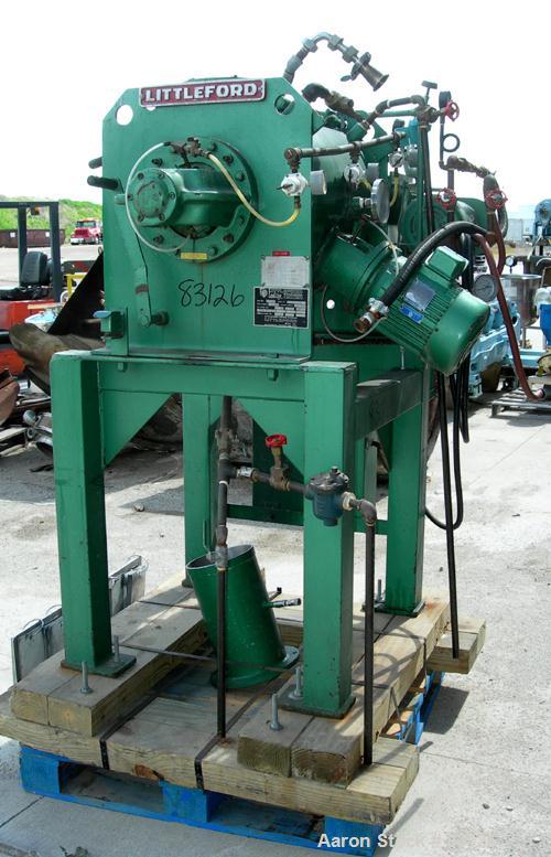 USED: Littleford/Lodige plow mixer, model FM-130-D, batch type. 3 cu ft working capacity, 4.6 total, 304 stainless steel. Carbon steel jacketed chamber 20" diameter x 26" straight side, rated 75 psi ...