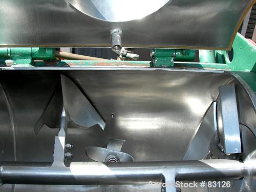 USED: Littleford/Lodige plow mixer, model FM-130-D, batch type. 3 cu ft working capacity, 4.6 total, 304 stainless steel. Carbon steel jacketed chamber 20" diameter x 26" straight side, rated 75 psi ...