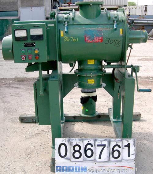 USED: Littleford plow mixer, model FM-130-D, 304 stainless steel. 3 cubic feet working capacity, 4.6 total. Carbon steel jacketed chamber 20" diameter x 20" long, rated 75 psi at 320 deg F. 2" diamet...