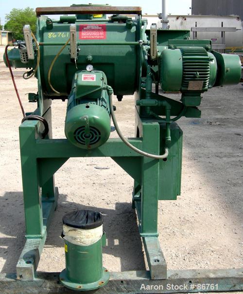 USED: Littleford plow mixer, model FM-130-D, 304 stainless steel. 3 cubic feet working capacity, 4.6 total. Carbon steel jacketed chamber 20" diameter x 20" long, rated 75 psi at 320 deg F. 2" diamet...
