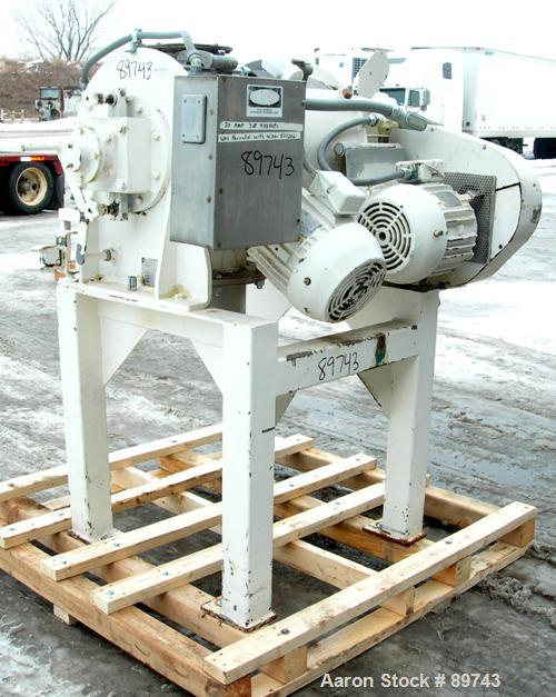 Used Littleford Batch Type Plow Mixer, Model FM-130-D, 304 stainless steel. 3 cubic feet working capacity,4.6 total. Carbon steel jacketed chamber approximately 20’’ diameter x 26’’ long rated 75 psi...