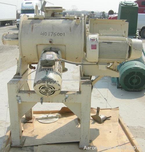 Used Littleford Plow mixer, model FM-130-D, batch type. 3 cubic foot working capacity, 4.6 total, 304 stainless steel. Carbon steel jacketed chamber 20" diameter x 26" straight side, Used- Littleford...