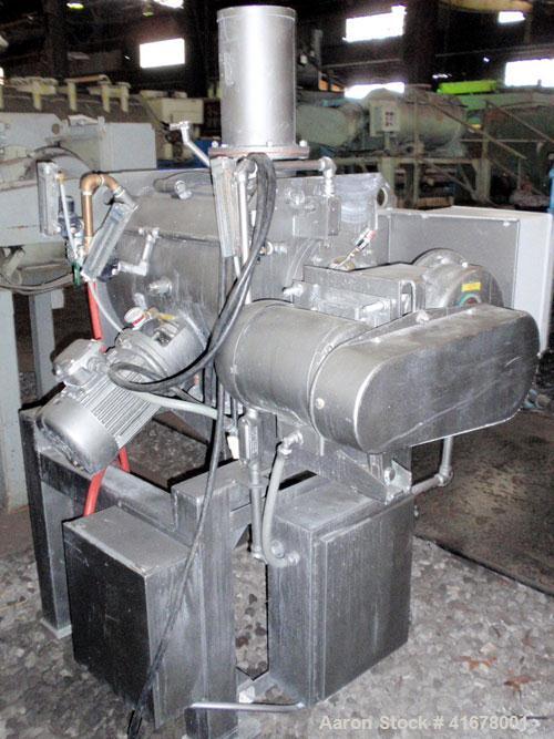 Used Littleford Batch Type Plow Mixer, model FM130-D, stainless steel. 3 cubic feet working capacity, 4.6 total. Jacketed chamber 19" diameter x 26" long, rated 75 psi at 320 deg F. Bolt on plows. Ai...