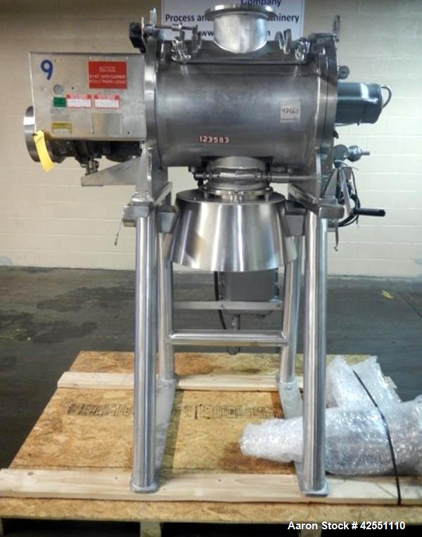 Used Littleford plow mixer, model FM 130-D, all stainless steel construction including chamber, jacket, plows, ends and base, 4.6 cu ft total capacity, 2.8 cu ft working capacity, welded plows, jacke...