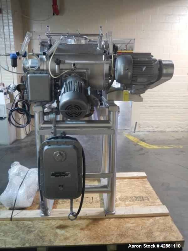 Used Littleford plow mixer, model FM 130-D, all stainless steel construction including chamber, jacket, plows, ends and base, 4.6 cu ft total capacity, 2.8 cu ft working capacity, welded plows, jacke...