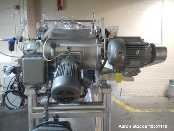 Used Littleford plow mixer, model FM 130-D, all stainless steel construction including chamber, jacket, plows, ends and base, 4.6 cu ft total capacity, 2.8 cu ft working capacity, welded plows, jacke...