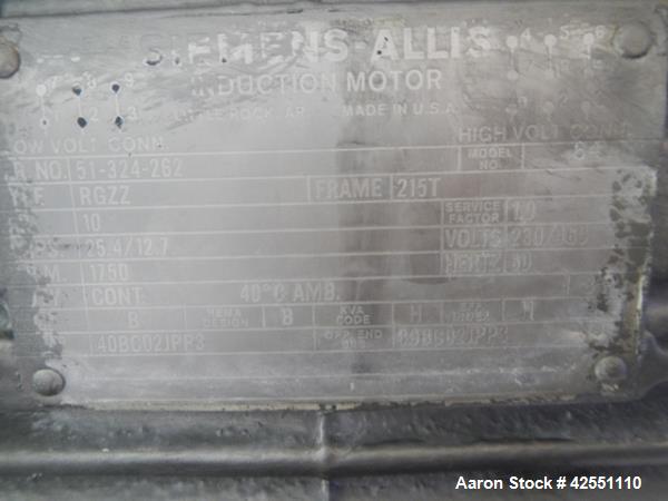 Used Littleford plow mixer, model FM 130-D, all stainless steel construction including chamber, jacket, plows, ends and base, 4.6 cu ft total capacity, 2.8 cu ft working capacity, welded plows, jacke...