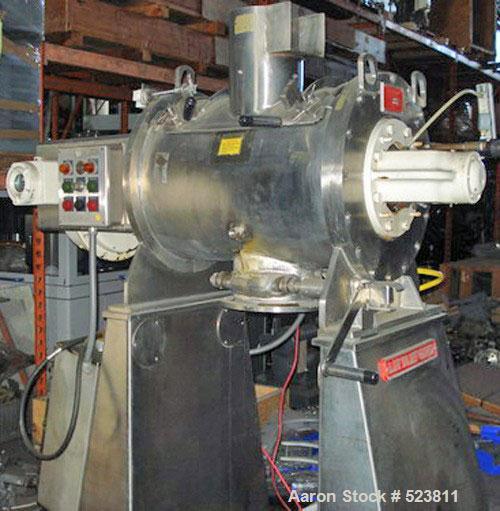 USED: Littleford 130 liter stainless steel high intensity mixer, model FM130. This unit is reported to be in superb condition and features complete stainless steel construction including support base...
