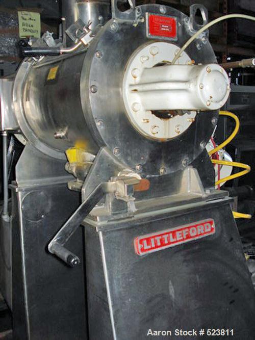 USED: Littleford 130 liter stainless steel high intensity mixer, model FM130. This unit is reported to be in superb condition and features complete stainless steel construction including support base...