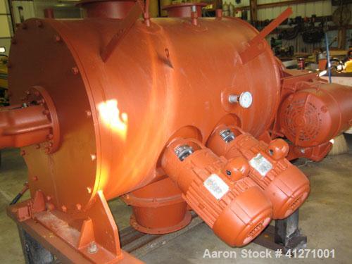 Used Littleford/Lodige plow type FMK 600 mixer. 25 hp drive, 2.5 hp choppers, jacket stainless steel, 150 lb pressure rating, all new control panel, Square D starters and relays, new drive belts and ...