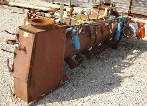 USED: Littleford continuous mixer, model KM-600-D. 25 hp, 1775 rpmdrive motor with Falk shaft mount speed reducer, model 2215J-09,ratio 8.997:1. Unit has four mounting brackets for choppers. Choppers...