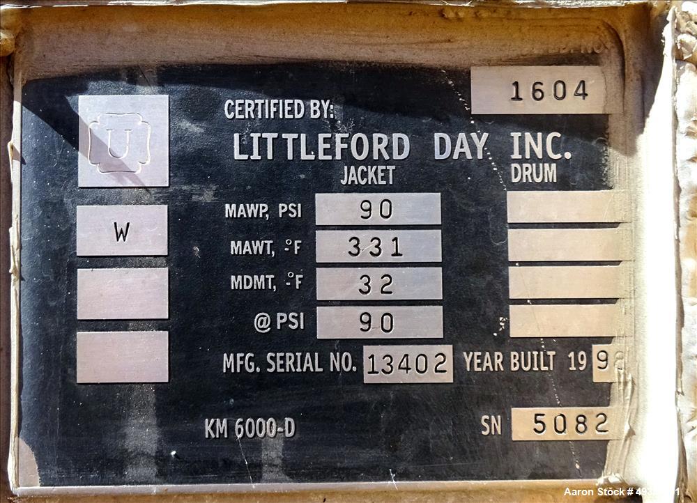 Used Littleford Plow Mixer, Model KM6000D, 6000 Liter