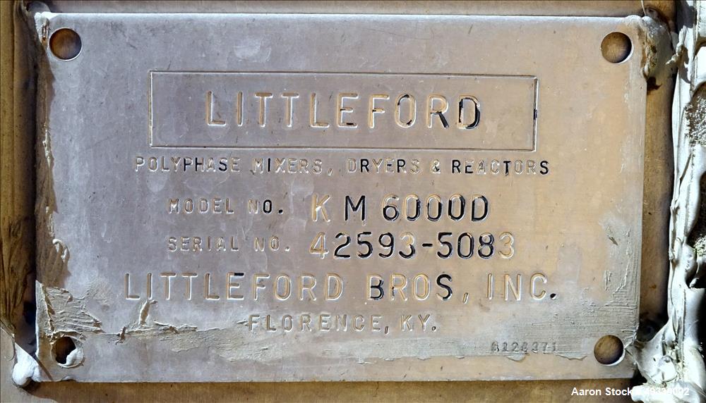 Used Littleford Plow Mixer, Model KM6000D, 6000 Liter