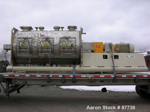 Used Littleford Plow Mixer, Model KM6000D, 316L Stainless Steel. 148 Cubic foot working capacity (212 Total). Internal rated 5 psi and full vacuum at 331 deg.f., 304L stainless steel jacket rated 90 ...