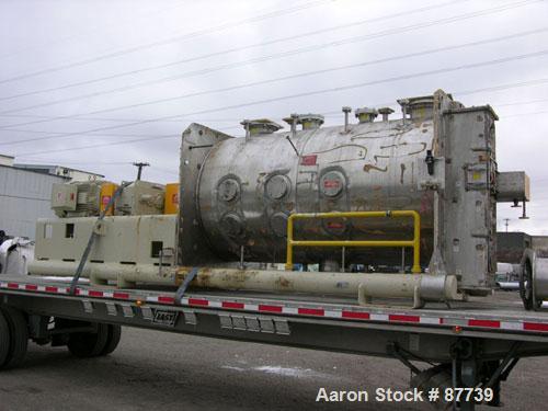 Used Littleford Plow Mixer, Model KM6000D, 316L Stainless Steel. 148 Cubic foot working capacity (212 Total). Internal rated 5 psi and full vacuum at 331 deg.f., 304L stainless steel jacket rated 90 ...