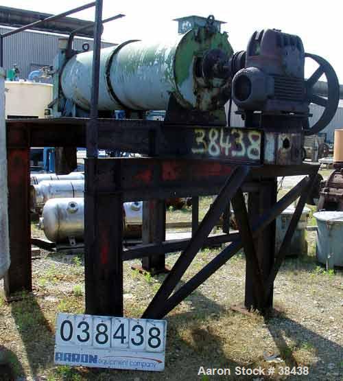 Used Littleford Model KM600D Plow Mixer. Continuous. 304 Stainless construction. 21.2 cubic foot total volume, 11.0 cubic foot working. Non-jacketed mix chamber 25" diameter x 78 3/4" long. 9 plows o...