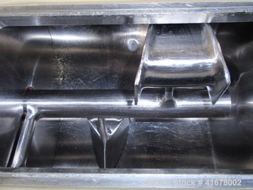 Used Littleford/Lodige Lab Plow Mixer, model MB20R, 20 liter (0.7 cubic feet) capacity, stainless steel. Jacketed chamber, rated 14.9 psi at 250 deg F. 1.5 kW, 230/460 volt main drive, on stainless s...