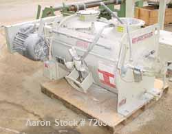 USED: Littleford plow mixer, FKM300D batch type. 10 cu ft totalcapacity. 6 cu ft working. 304 stainless steel. Chamber 24-7/8"diameter  39-7/8" long. Jacketed, rated 75 psi @ 320 deg F. 3-1/2"diamete...
