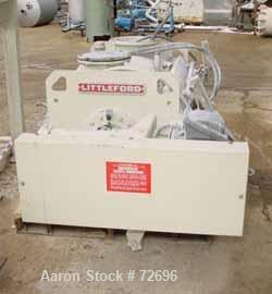 USED: Littleford plow mixer, FKM300D batch type. 10 cu ft totalcapacity. 6 cu ft working. 304 stainless steel. Chamber 24-7/8"diameter  39-7/8" long. Jacketed, rated 75 psi @ 320 deg F. 3-1/2"diamete...
