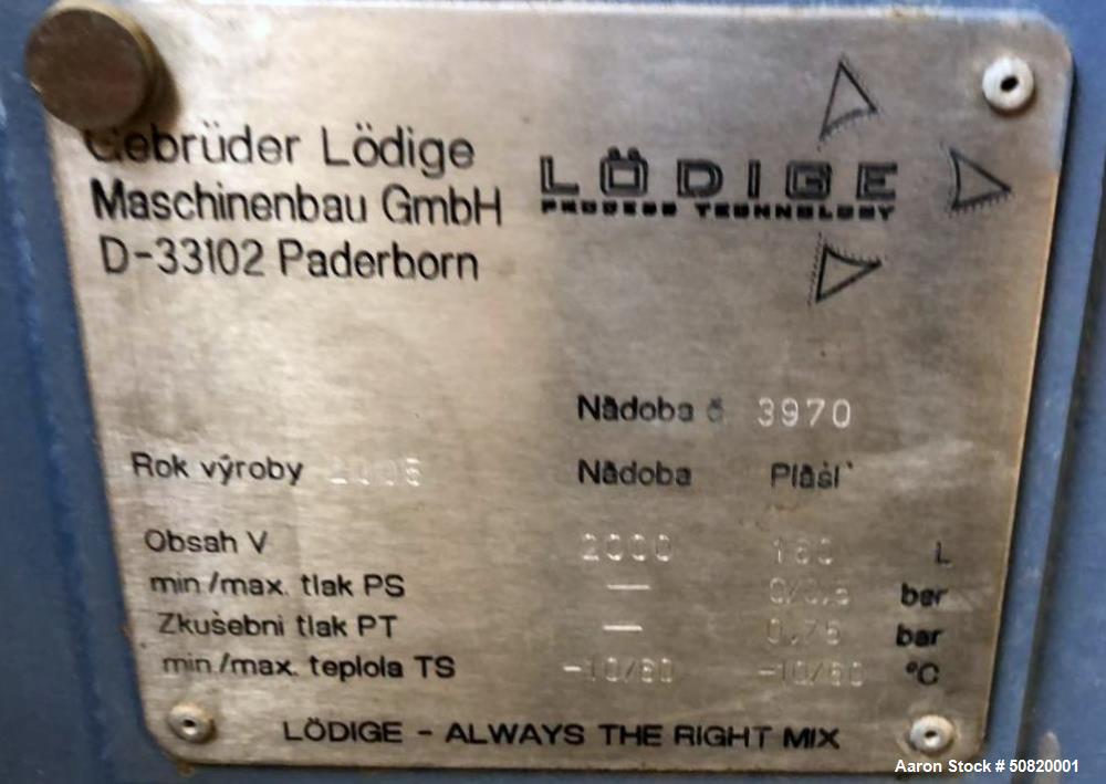 Used- Lodige Plow Mixer, Model FKM 2000D-3MZ