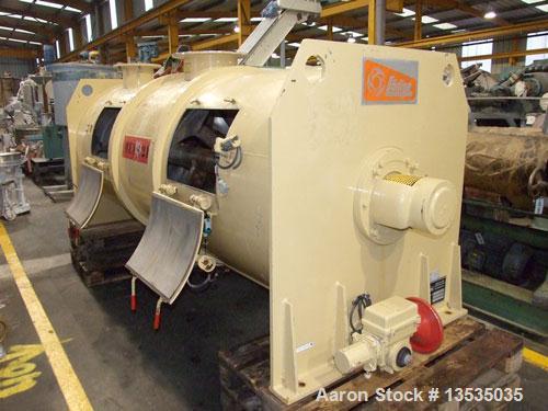 Used Lodige FKM 3000 D Plow Mixer, 321 stainless steel (1.4541), 74 cubic feet (2100 liter) working capacity, 106 cubic feet (3000 liter) total capacity. Loher 73.3 hp/55 kW motor, 50 hz, Flender gea...