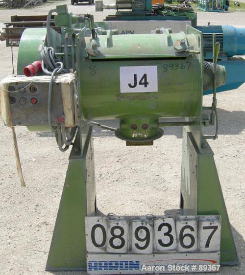 Used Lodige Batch Type Plow Mixer, Model FM-130-D/1Z, carbon steel. 3 cubic feet working capacity (4.6 total). Chamber approximately 20’’ diameter x 26’’ long. 2-3/4’’ diameter shaft with (2) bolt on...