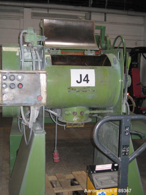 Used- Lodige Batch Type Plow Mixer, Model FM-130-D/1Z, carbon steel. 3 cubic feet working capacity (4.6 total). Chamber appr...