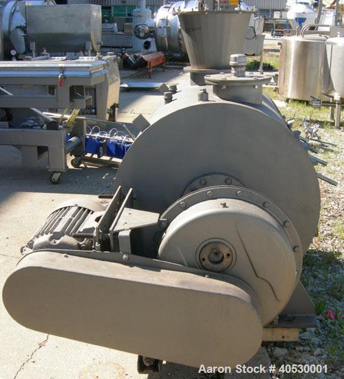 Used Lodige Plow Mixer, Model H600, 304 Stainless Steel. 11 Cubic feet working capacity, 21.2 total. 32" Diameter x approximately 49" long, 304 stainless steel, jacketed chamber. Approximate 3-1/2" d...