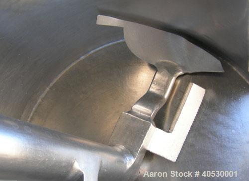 Used Lodige Plow Mixer, Model H600, 304 Stainless Steel. 11 Cubic feet working capacity, 21.2 total. 32" Diameter x approximately 49" long, 304 stainless steel, jacketed chamber. Approximate 3-1/2" d...