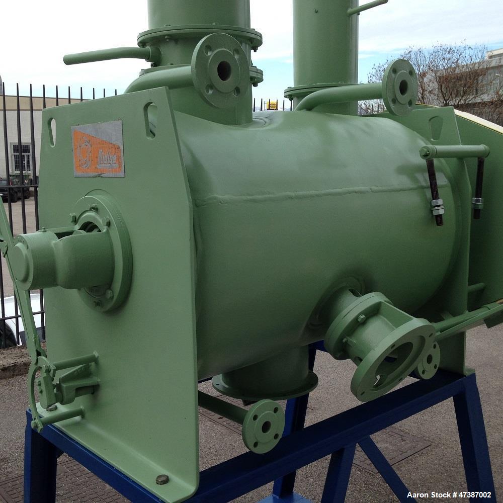Used Lodige Plow Mixer, stainless steel 316. Max capacity 79.28 gallons (300 liters). Max. pressure 0.5 bar. Max. temperature 230 F (110 C).