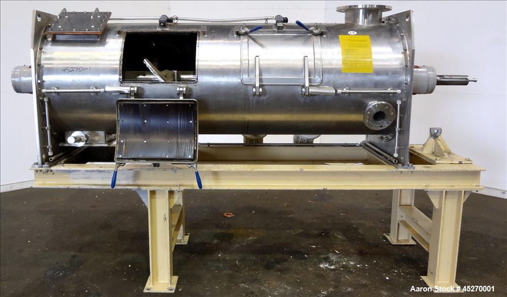 Used Stainless Steel MWM Continuous Plow Mixer, Model MISCHER-R-1250. Approximately 44 cubic feet (1250 liters)