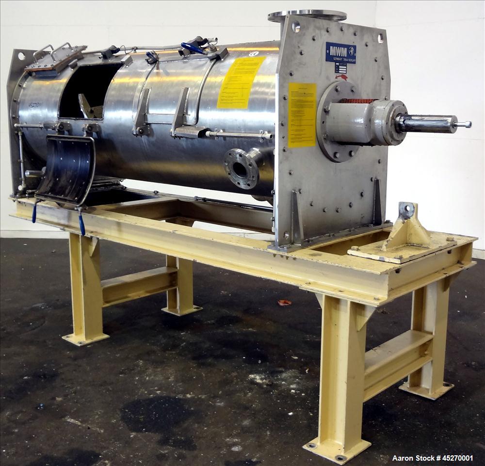 Used Stainless Steel MWM Continuous Plow Mixer, Model MISCHER-R-1250. Approximately 44 cubic feet (1250 liters)