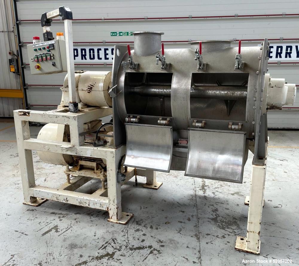 Used Morton Machine Plow Mixer, Model FKM600D, 321 Stainless Steel. Total capacity 21.18 cubic foot (600 liter), working capacity 14.13 cubic foot (400 liter). Approximately 790mm (31.1") diameter x ...