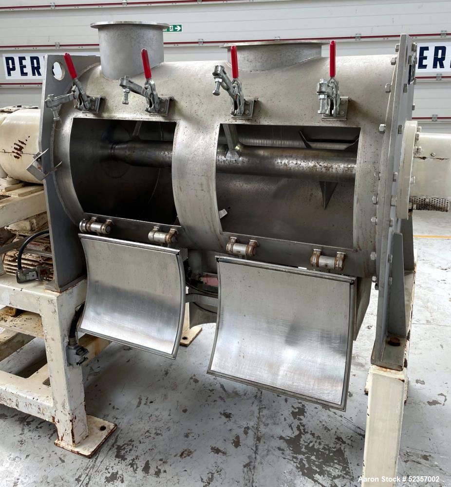 Used Morton Machine Plow Mixer, Model FKM600D, 321 Stainless Steel. Total capacity 21.18 cubic foot (600 liter), working capacity 14.13 cubic foot (400 liter). Approximately 790mm (31.1") diameter x ...