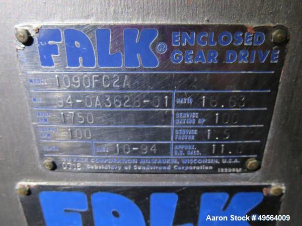 Used Processall 2000 Liter Plow Mixer, Model 20004L. stainless steel construction, sanitary welded plows, (2) viewing doors and (4) 10 hp choppers, with 100 hp drive motor through Falk gearbox. Seria...