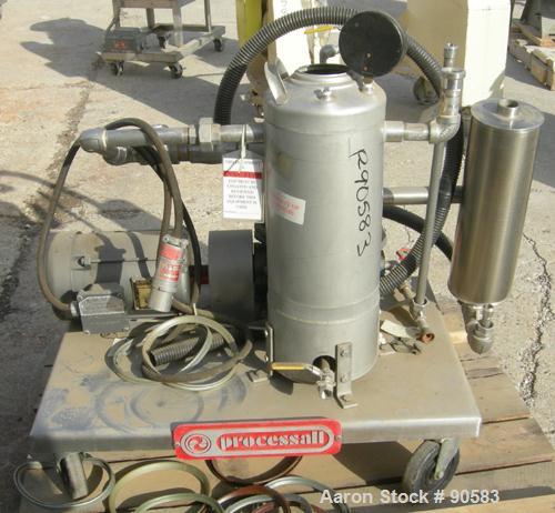 Used Processall Tilt-A-Mix Lab Size Plow Mixer, Model 4 H/V, 304 stainless steel. 2 liter working capacity (.07 cubic feet), 4 total. Non-jacketed chamber 6" diameter x 9" deep. 4 welded on plow blad...