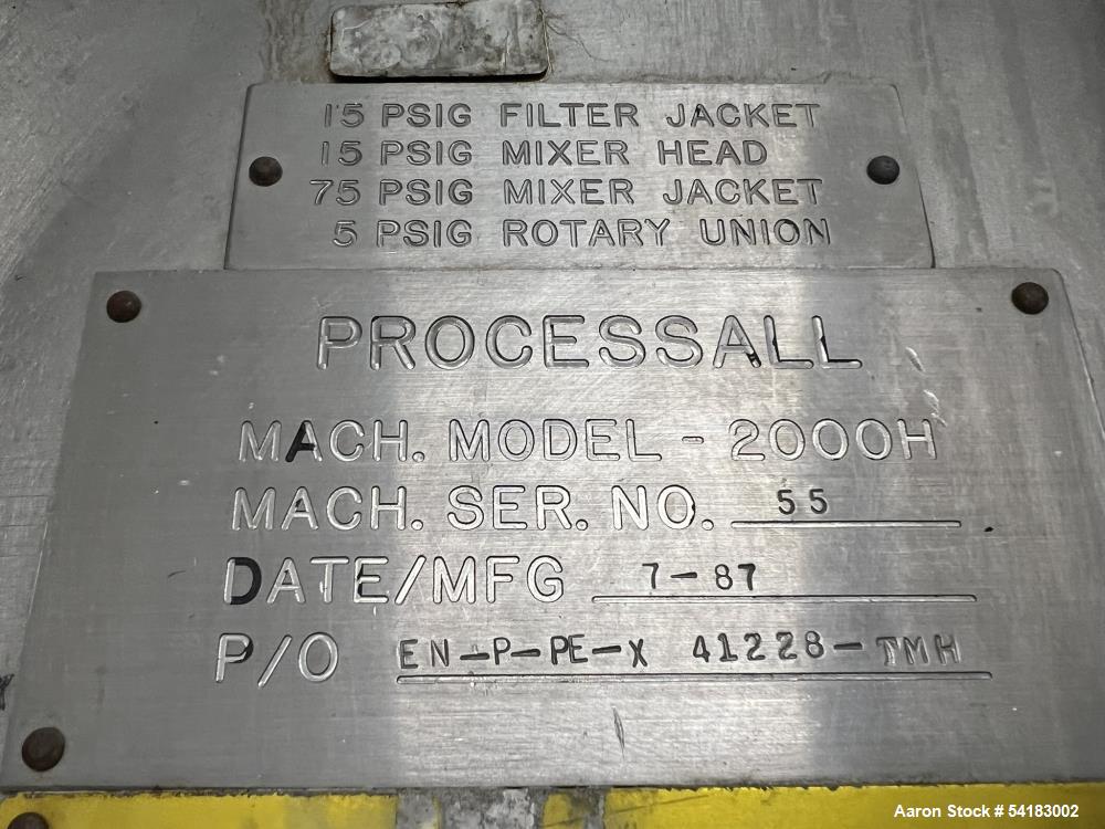 Used Process-All 2,000 Liter, Model 2000H Vacuum Dryer, SN 55