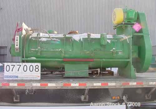USED: Welex cooler, model 1200, stainless steel, 26 cu ft, carbonsteel jacketed chamber, 30" diameter x 100" long, carbon steel shaft5-1/2" diameter, non-continuous stainless steel blades, driven by ...