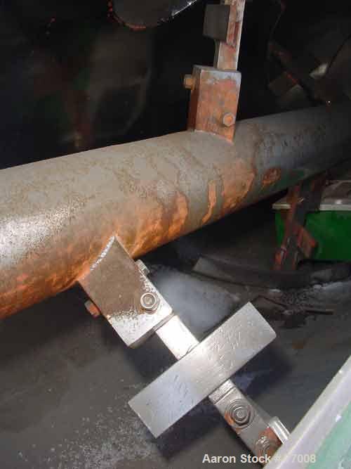 USED: Welex cooler, model 1200, stainless steel, 26 cu ft, carbonsteel jacketed chamber, 30" diameter x 100" long, carbon steel shaft5-1/2" diameter, non-continuous stainless steel blades, driven by ...