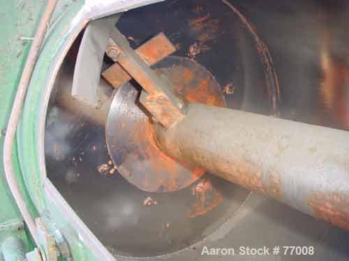 USED: Welex cooler, model 1200, stainless steel, 26 cu ft, carbonsteel jacketed chamber, 30" diameter x 100" long, carbon steel shaft5-1/2" diameter, non-continuous stainless steel blades, driven by ...
