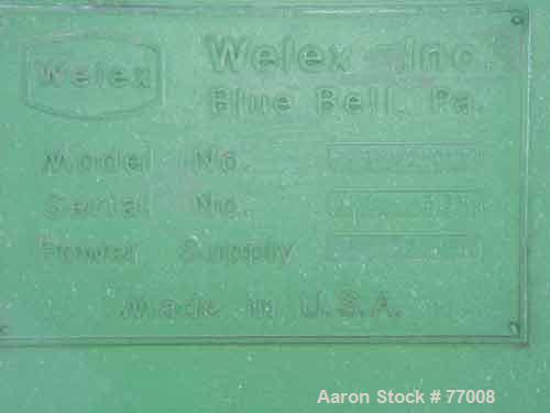 USED: Welex cooler, model 1200, stainless steel, 26 cu ft, carbonsteel jacketed chamber, 30" diameter x 100" long, carbon steel shaft5-1/2" diameter, non-continuous stainless steel blades, driven by ...