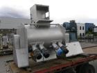 Used Gardner High Speed Plough Shear Mixer, Model PE3000.  1400 mm Diameter x 2100mm long.  2400 Liter capacity, 88 rpm, (4) 5.5 kw @ 2800 rpm tulip head intensifiers, discharge 2 x 470 mm long x 260...