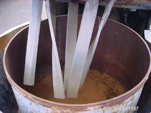 USED: 40 gallon working capacity Day pony mixer, model 3A. Singlemotion design with (4) stainless steel blades and (1) baffle. Carbonsteel mix can is 26" diameter x 18" deep. Manual crank lift off mi...