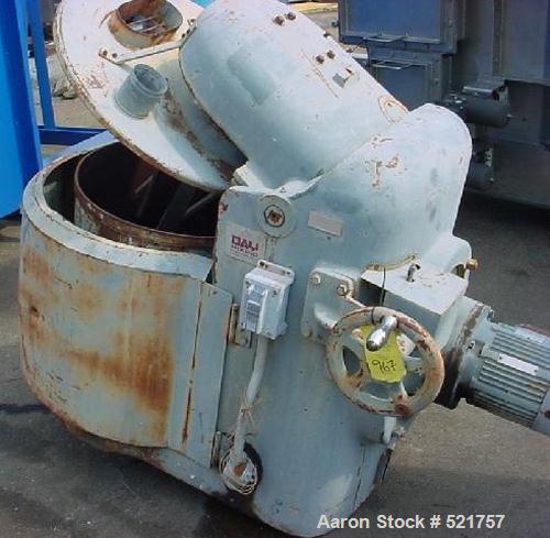 USED: 40 gallon working capacity Day pony mixer, model 3A. Singlemotion design with (4) stainless steel blades and (1) baffle. Carbonsteel mix can is 26" diameter x 18" deep. Manual crank lift off mi...