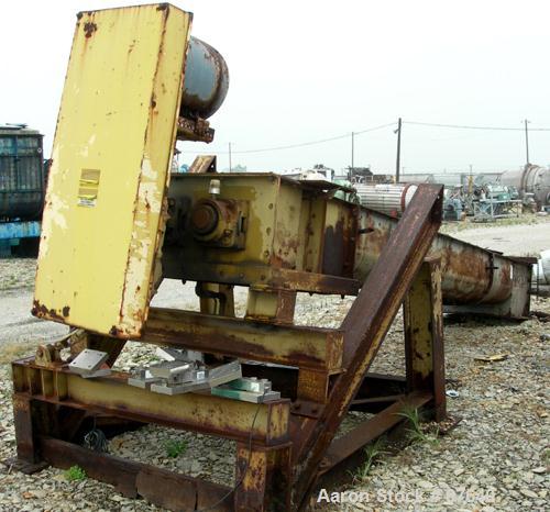 Used Davis Pug Mill, Inclined Screw Conveyor, Model S216, Carbon Steel. (2) 16" Diameter x 13' long screws, 24" x 33" wide end bottom discharge, driven by a 75 hp, 230/460 volt, 1775 rpm motor thru a...