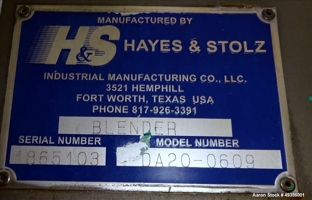 Used Hayes & Stolz Twin Shaft Continuous Pug Mixer, Model DA20-0609