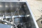 Used Twin Screw Mixer, 32 Cubic Feet, 304 Stainless Steel. Non-jacketed trough 36