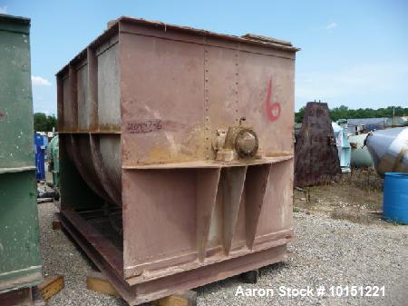 Used Double Ribbon Mixer. Approximately 360 cubic foot  driven by a 50 hp motor. Has 66" x 180" long x 67" deep chamber direct connected to right angle gear reducer from a 50 hp motor. Has non-jacket...