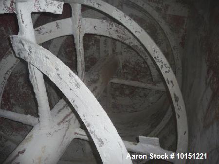 Used Double Ribbon Mixer. Approximately 360 cubic foot  driven by a 50 hp motor. Has 66" x 180" long x 67" deep chamber direct connected to right angle gear reducer from a 50 hp motor. Has non-jacket...